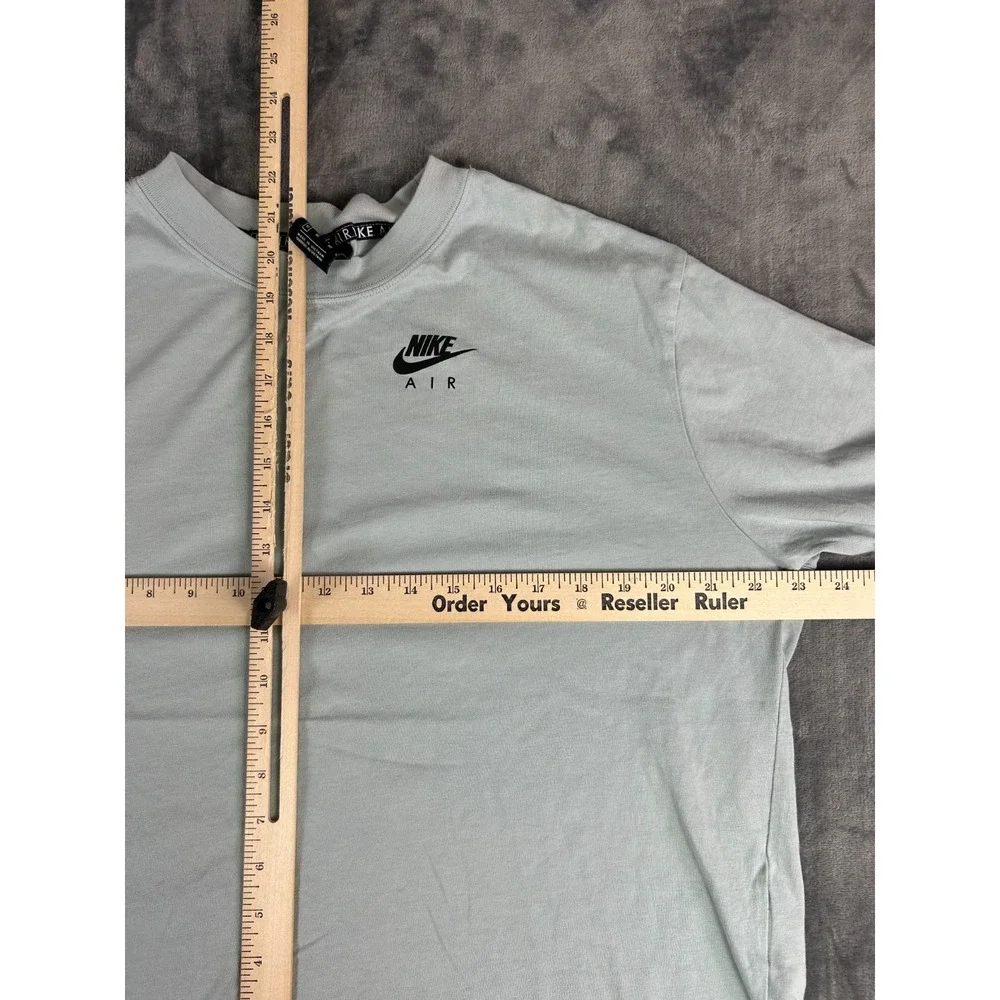 Y2K Nike Air Long Sleeve Shirt Women's Medium Pale Green Logo‎ Sleeve Graphic